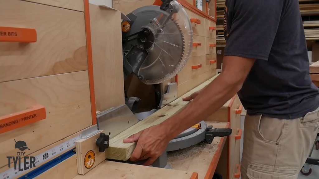drilling boards with miter saw