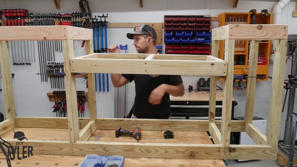 top and bottom pieces of wood frame assembled