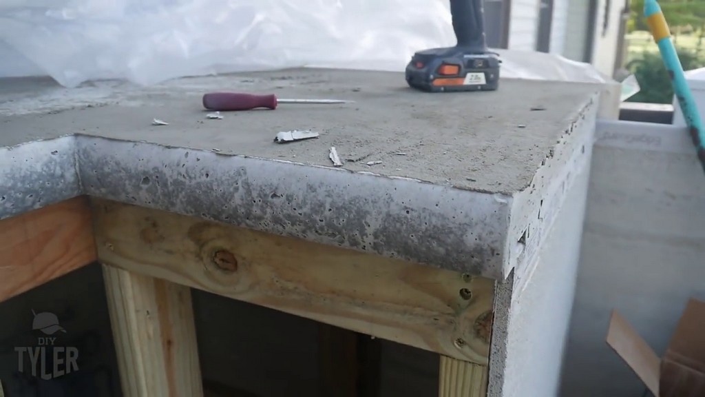 dried concrete countertops with bubbles