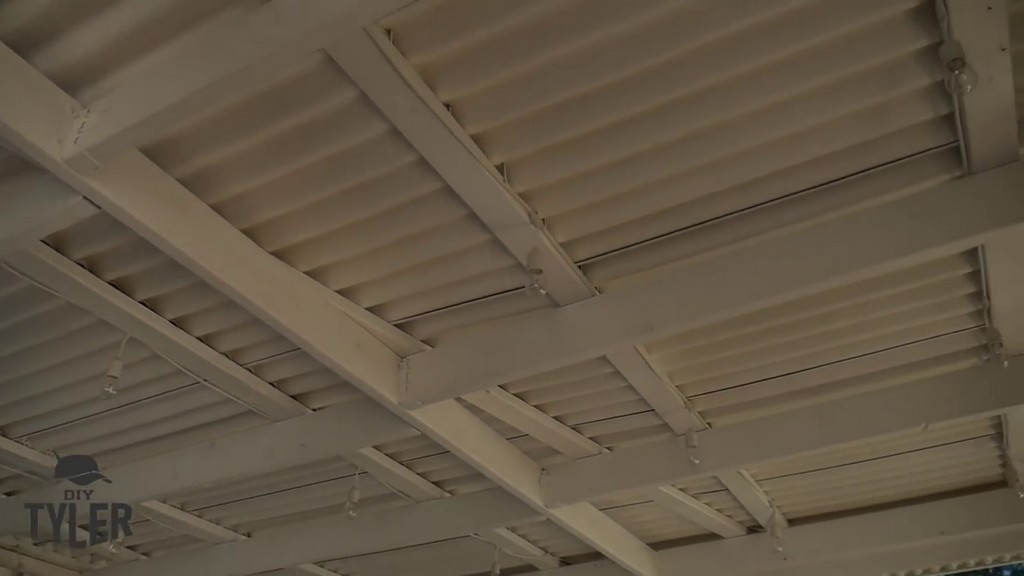 white painted underside of covered deck roof