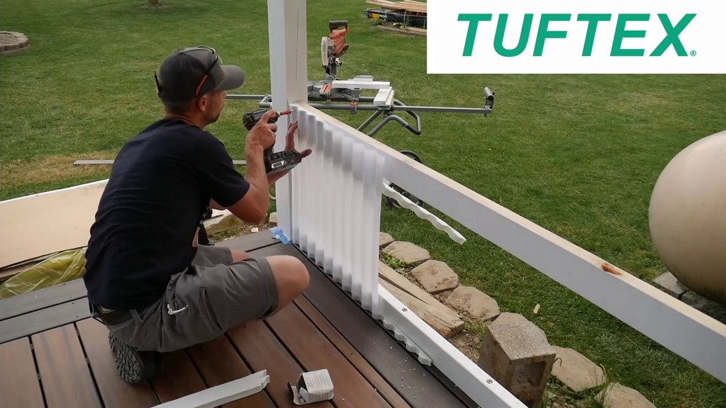 installing Tuftex panels with vinyl strip for covered deck