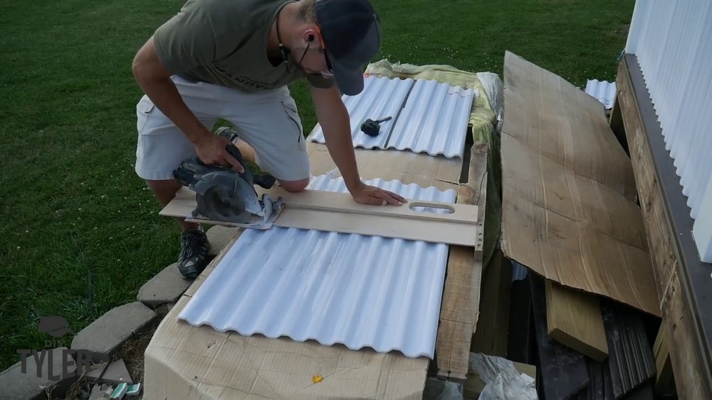 cutting Tuftex paneling for deck roof soffits