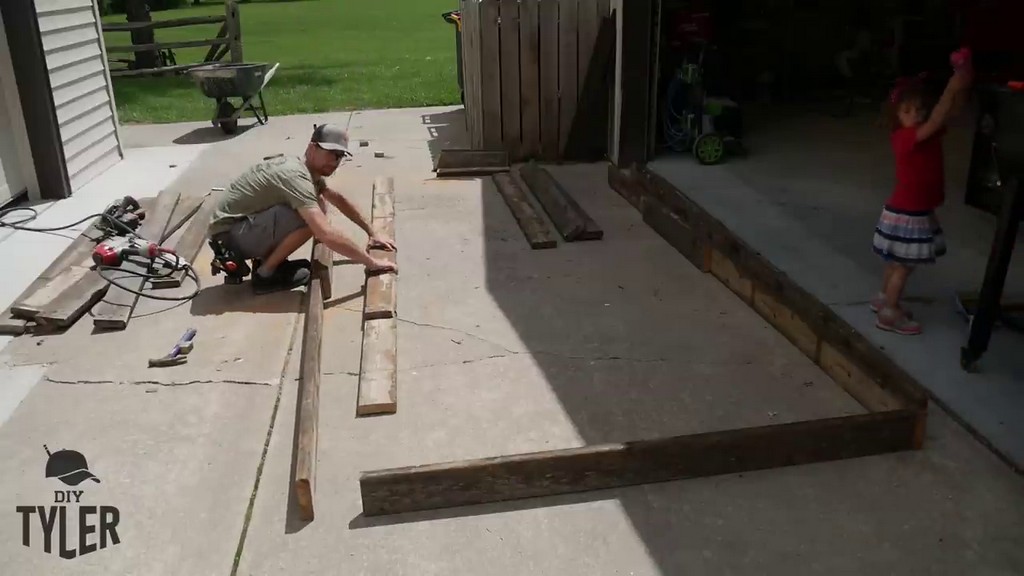 assembling base frame for DIY chicken tractor