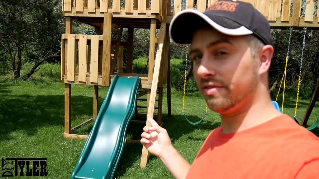 slide on diy backyard swing set