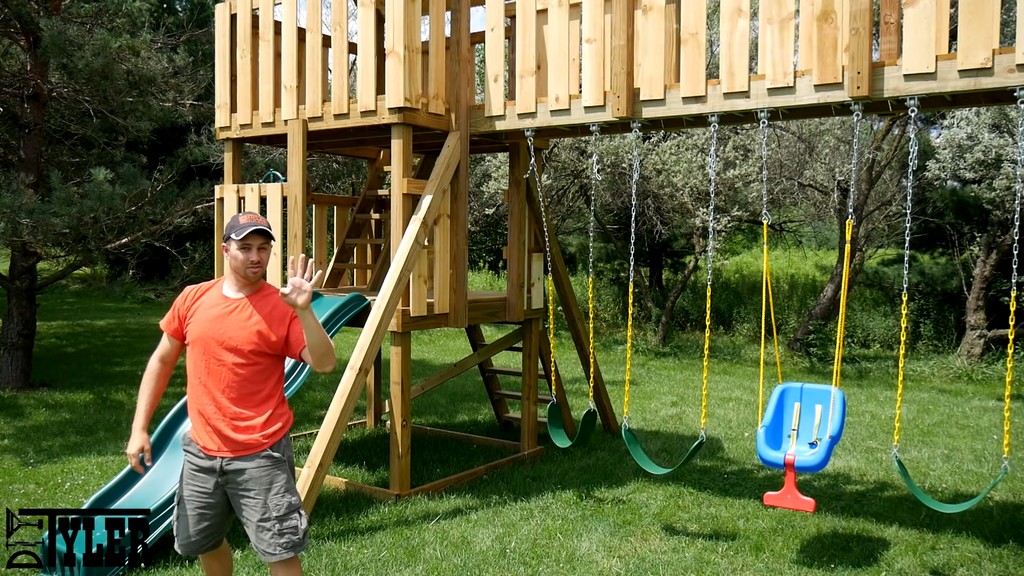 four swings on diy backyard swing set