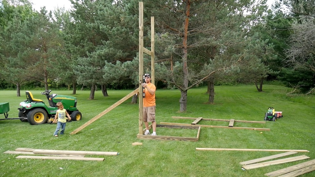 leveling wall section for diy backyard swing set