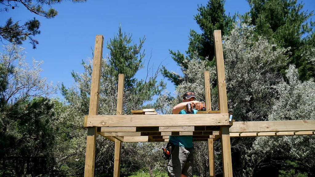 installing deck boards for diy swing set