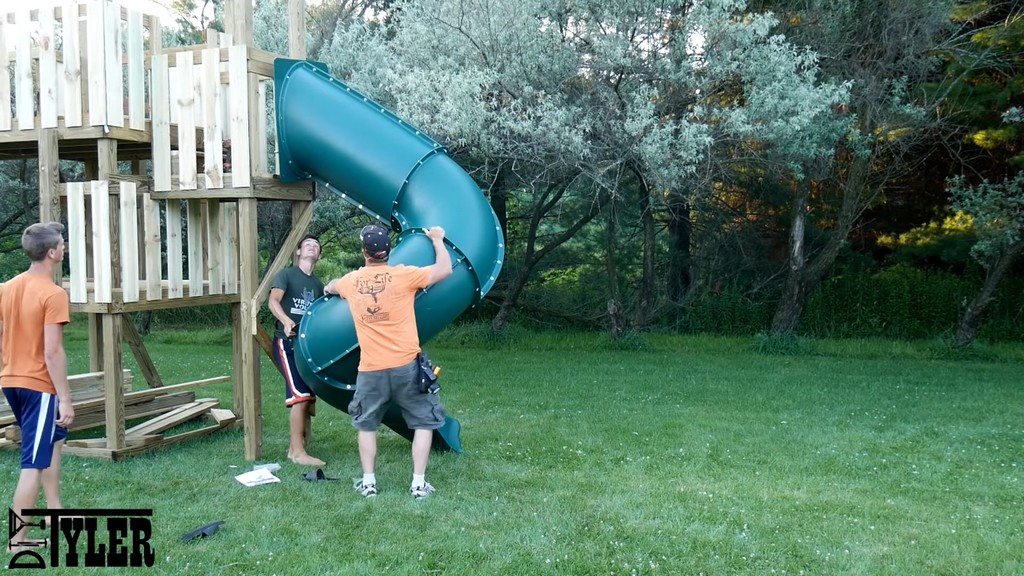 installing tube slide onto diy swing set