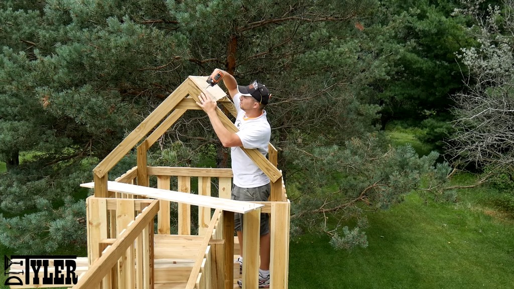 fastening roof boards for diy swing set