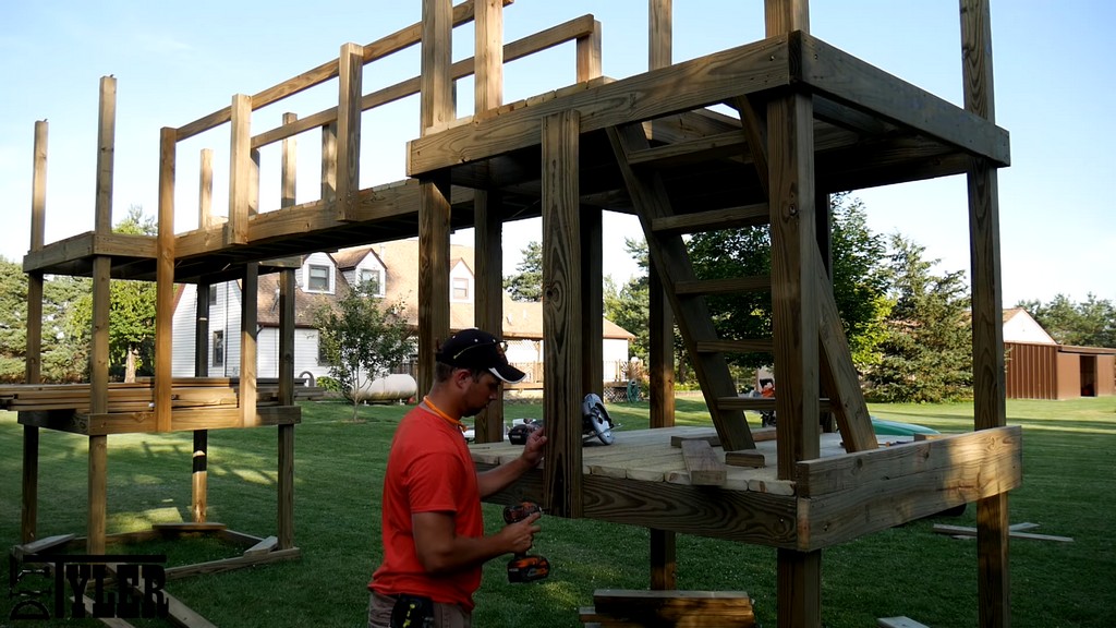 fastening railing boards for diy swing set