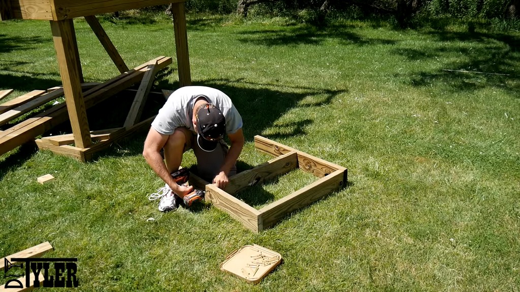 assembling rim joists for diy slide platform