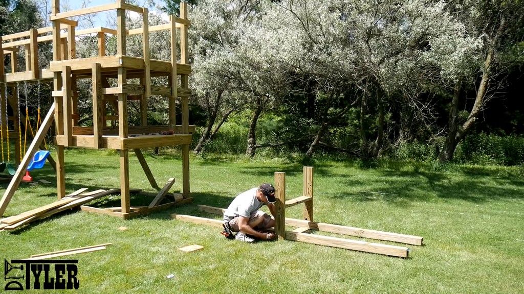 assembling rim joists for diy slide platform