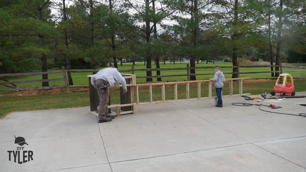 installing ladder into diy deer stand platform