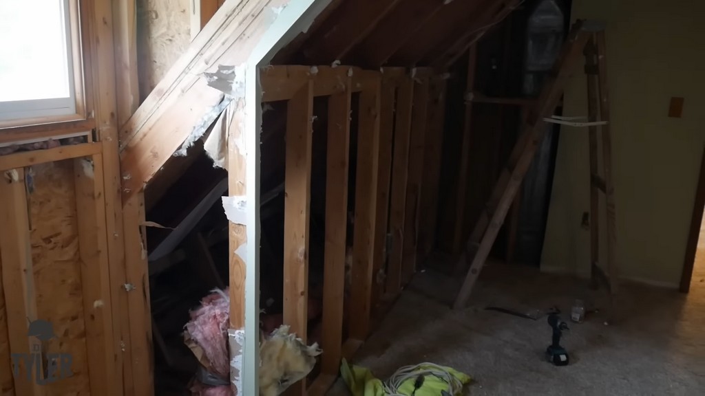 demolition of house dormer interior