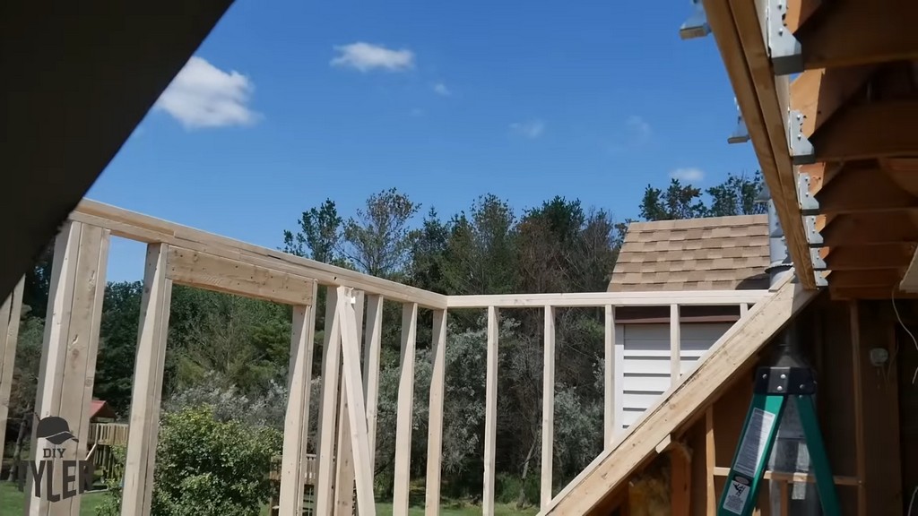 exterior frame with header for diy dormer addition