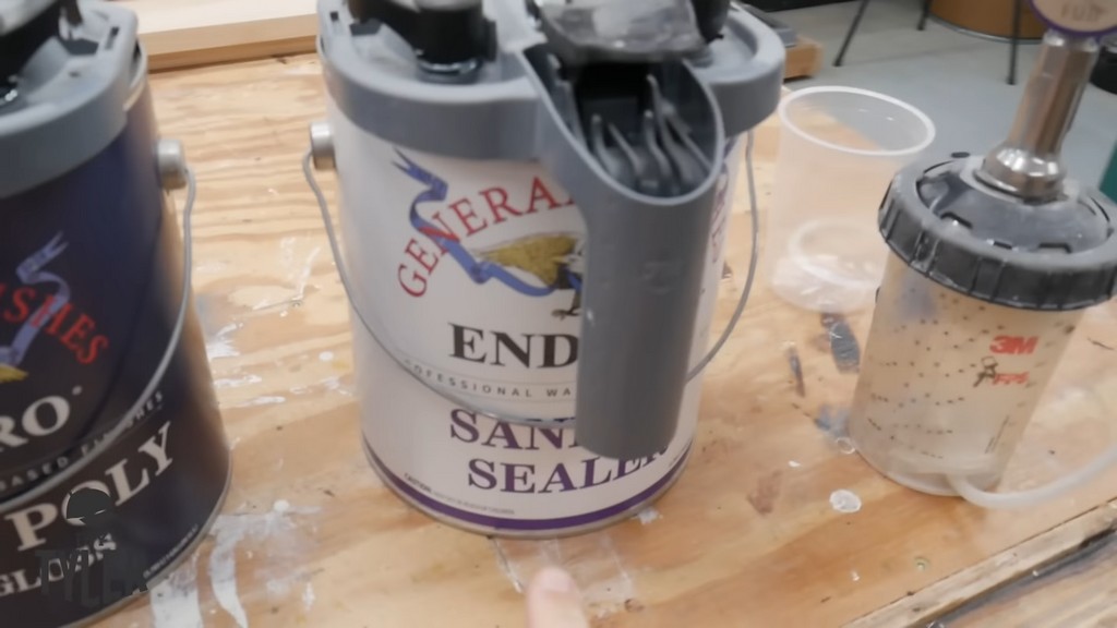 can of General Finishes sanding sealer