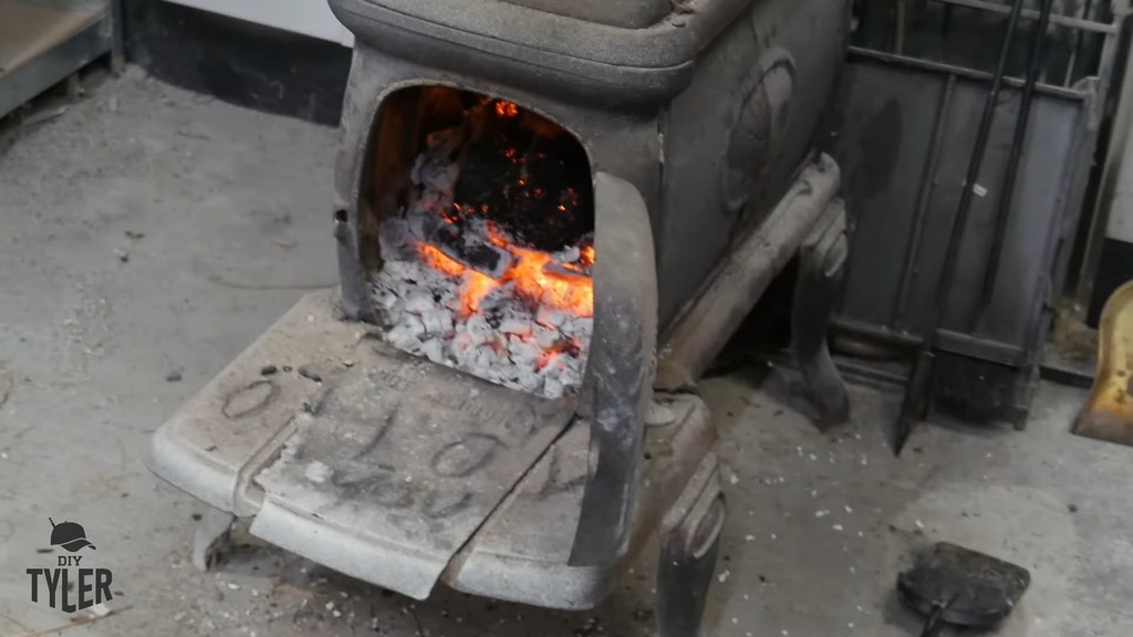 wood fire burning in stove