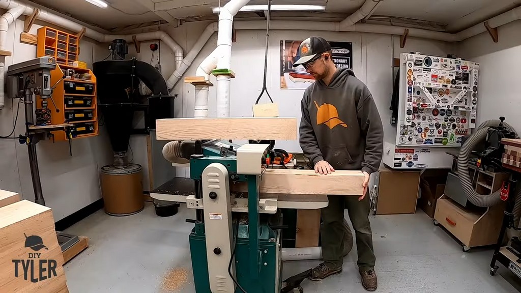 man running hard maple pieces through milling machine