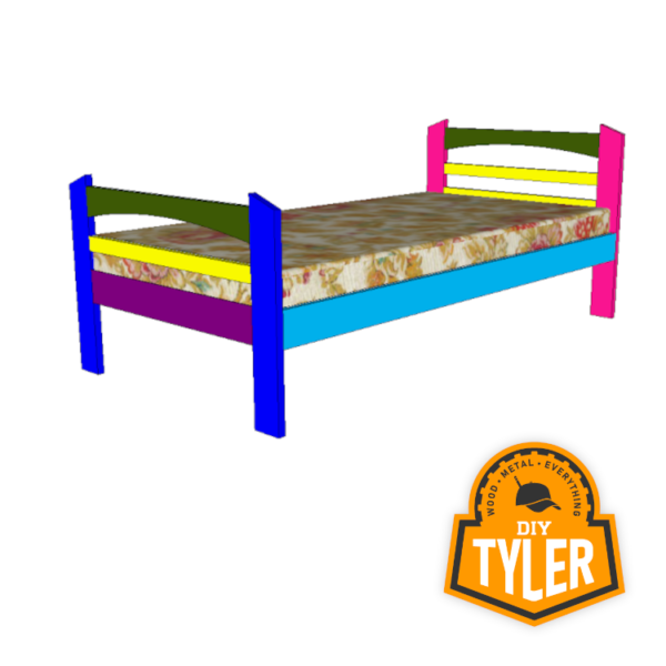 3D model of blueprints for ash wood twin bed frame